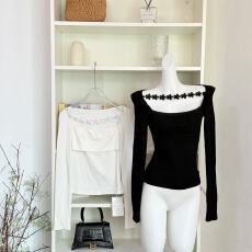 批发JOEY 12.8 20:00 暧昧期【纯欲推荐】刺绣<b class='q'>花朵</b>一字领两穿长袖