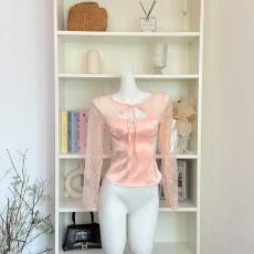 批发杜总家 娇莞笙梦*原创温婉烟粉色重工蕾丝镂空纯欲秋冬内搭<b class='q'>连衣裙</b>