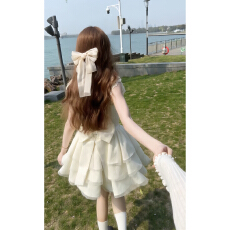 批发超仙设计感蝴蝶结小飞袖公主<b class='q'>蓬蓬裙</b>夏季新款甜美初恋收腰显瘦短裙