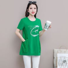 批发<b class='q'>中年女装</b>夏装短袖中长款T恤<b class='q'>上衣</b>口袋印花2026新款宽松大码<b class='q'>妈妈装</b>