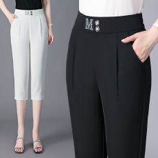 批发冰丝速干七分裤女2026夏季新款高腰薄款<b class='q'>大码</b>休闲小脚哈伦中裤子
