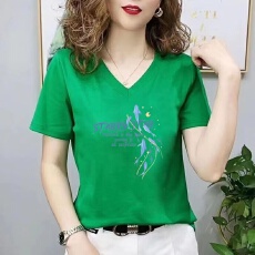 批发夏季新款短袖t恤女v领绑带显瘦百搭洋气女装<b class='q'>妈妈</b>装打底衫休闲T恤