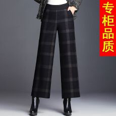 批发高档毛呢阔腿裤2026年春季新款高腰宽松直筒休闲中年<b class='q'>妈妈装</b>长裤潮