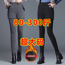 批发80-300斤超大码2026年秋冬款加绒加厚假两件<b class='q'>打底裤</b>秋冬保暖裤女款