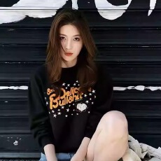 批发华棉复合-薄款/加绒 跨境英文洗水标圆领卫衣<b class='q'>女</b>印花