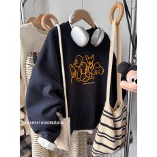 批发华棉复合-薄款/加绒 秋冬装加绒圆领卫衣<b class='q'>女</b>印花<b class='q'>宝宝</b>绒