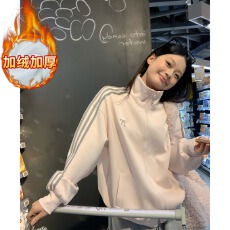 批发卫衣女装秋冬季新款潮条纹拉链开衫外套刺绣立领保暖<b class='q'>上衣</b>