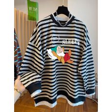 批发双纱色织条240克】特大码300斤后包领秋季条纹假两件<b class='q'>卫衣</b>