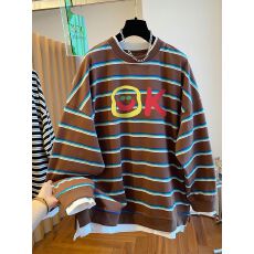 批发双纱色织条240克】特大码300斤后包领秋季条纹假两件<b class='q'>卫衣</b>