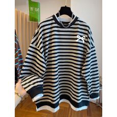 批发双纱色织条240克】特大码300斤后包领秋季条纹假两件<b class='q'>卫衣</b>