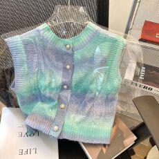 批发短款<b class='q'>开衫</b>马甲毛衣女2024新款夏季短袖上衣潮