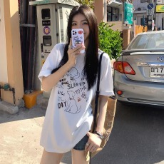 批发21支纯棉-210克100%棉 2026年春夏装短袖<b class='q'>T</b><b class='q'>恤</b>女韩版<b class='q'>印花</b>