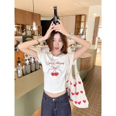 批发40支纯棉220克 92%棉8%氨纶 正肩短袖<b class='q'>T</b><b class='q'>恤</b>女<b class='q'>印花</b>