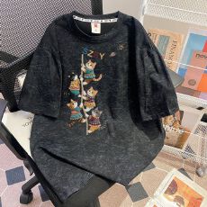 批发实拍 整件针线220克潮牌棉+包边拉肩】特<b class='q'>大码</b>300斤印花短袖