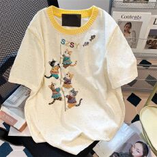 批发官图原版双纱彩点精梳棉】特<b class='q'>大码</b>300斤印花设计感小众短袖t恤