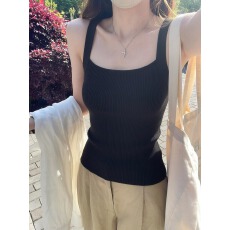 批发黑打底方领小背心女2026新款内搭白色吊带夏季外穿<b class='q'>大码</b>针织上衣