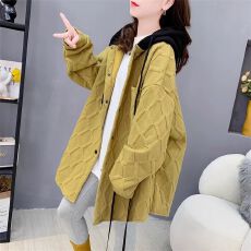 批发原版面料450克提花后包领中长款连帽<b class='q'>衬衫</b>女秋季新款加厚外套