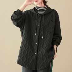 批发原版面料450克高质量提花后包领中长款连帽<b class='q'>衬衫</b>女秋季外套女