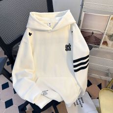 批发实拍 薄款/加绒 前后绣花 袖子印花【华棉纯棉复合】男女<b class='q'>连帽卫衣</b>