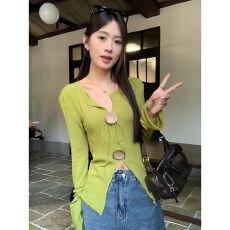 批发原版质量【上衣＋蕾丝】设计感套装针织衫女蕾丝挂脖<b class='q'>背心</b>上衣早秋