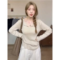 批发纯欲漂亮早秋V领打底衫女2026年新款女高级感内搭秋<b class='q'>冬</b>针织衫上衣
