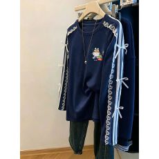 批发【官图斜纹拉架250克】特大码300斤后包领花边蝴蝶结春秋<b class='q'>卫衣</b>女