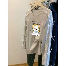 批发【官图斜纹拉架250克】特大码300斤后包领花边蝴蝶结春秋<b class='q'>卫衣</b>女
