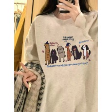 批发华棉复合-薄款/加绒 秋冬装加绒圆领卫衣女印花<b class='q'>宝宝</b>绒