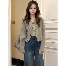 批发短款针织毛衣2025秋冬韩系宽松显瘦高级感毛衣<b class='q'>开衫</b>外套上衣蝙蝠衫