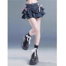 批发纯欲牛仔半身裙女2026春秋新款荷叶边<b class='q'>性感</b>辣妹软妹蛋糕超短裙裤裙
