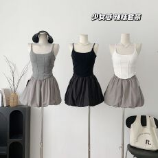 批发林夏夏 balck<b class='q'>街头</b> 花苞短裙女夏蓬蓬裙设计感宽松显瘦裙裤半身裙