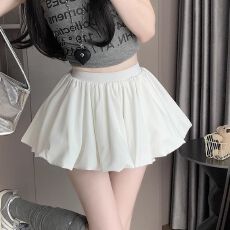 批发黑白格子花苞裙半身裙女夏季2025新款小个子<b class='q'>高腰</b>百搭A字蓬蓬<b class='q'>短裙</b>