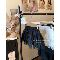 批发白色芭蕾风温柔甜美半身裙A字裙女春季高腰蕾丝蛋糕裙蓬蓬裙<b class='q'>短裙</b>