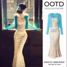 批发韩系温柔春季女装套装针织<b class='q'>开衫</b>长裙2026超火一整套ootd穿搭多巴胺