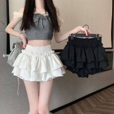 批发白色短裙女 芭蕾风荷叶边蓬蓬蛋糕裙<b class='q'>性感</b>辣妹木耳高腰花苞裙裤款