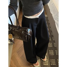 批发【原版面料】低腰宽松阔腿<b class='q'>西装</b>裤2026秋季新款简约垂感休闲直筒裤