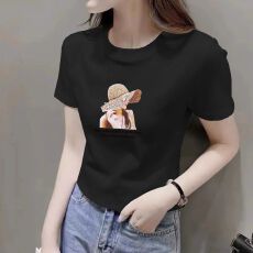 批发短袖女2026夏季新款修身百搭白色t恤不规则设计感短款上衣服