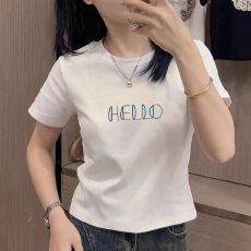 批发短袖t恤女夏2026年新款小个子宽松显瘦洋气薄款休闲百搭正肩上衣
