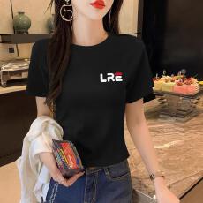 批发爆款小个子气质韩版时尚简约短款t恤女洋气宽松圆领短袖女士上衣