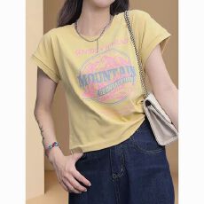 批发减龄短袖t恤女2026年夏季新款印花时尚显瘦百搭上衣气质要求026