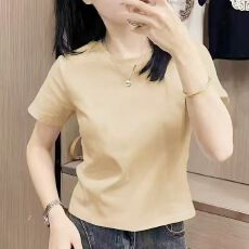 批发夏季爆款纯棉正肩短袖圆领T恤百搭显修身瘦休闲纯色女装上衣
