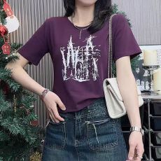 批发新款夏季时尚印花短袖遮肚藏肉短款显瘦上衣洋气减龄休闲风T恤衫