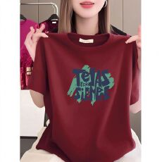 批发纯棉短袖大码宽松女夏季新款显瘦圆领印花爆款设计洋气体恤上衣潮