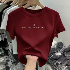 批发正肩纯棉短袖T恤女2026夏季新款时尚百搭洋气白色上衣服短袖t恤女