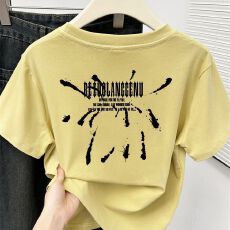 批发正肩短袖T恤女夏季2026新款韩版花卉印花显瘦圆领设计感别致上衣