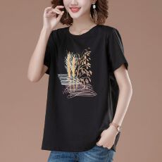 批发纯棉短袖t恤女夏季新款加肥<b class='q'>加大码</b><b class='q'>女装</b>宽松体恤中年妈妈洋气上衣