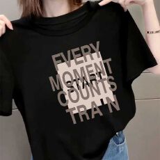 批发2026纯棉正肩短袖t恤女时尚百搭灰色加厚款打底衫上衣春夏秋<b class='q'>冬</b>季