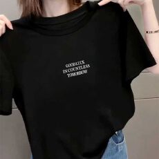 批发纯棉正肩短袖t恤女时尚百搭大码灰色加厚款打底衫上衣春夏秋<b class='q'>冬</b>季
