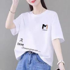 批发宽松纯棉圆领短袖新款百搭上衣夏季洋气印花设计显瘦大码体恤<b class='q'>正品</b>