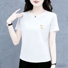 批发2026<b class='q'>夏</b>季新款纯色短袖正肩t恤女半袖上衣体恤上衣小衫洋气<b class='q'>妈妈装</b>